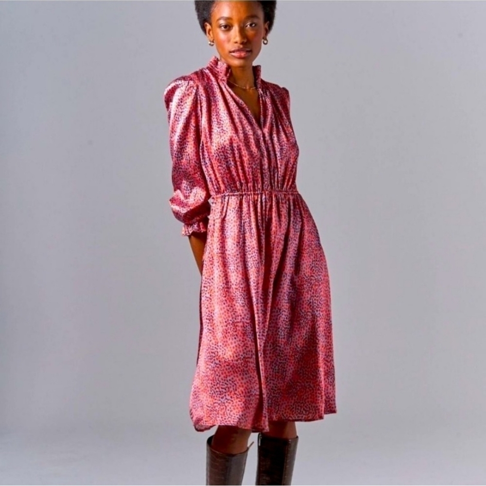 Tucker Stella Dress Paloma Spots Smocked Mock Neck Size Small - Picture 8 of 8